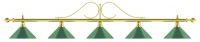 Лампа на пять плафонов "Classic" (витая золотистая штанга, зеленый плафон D35см)