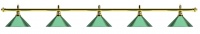 Лампа на пять плафонов "Evergreen" (золотистая штанга, зеленый плафон D35см)